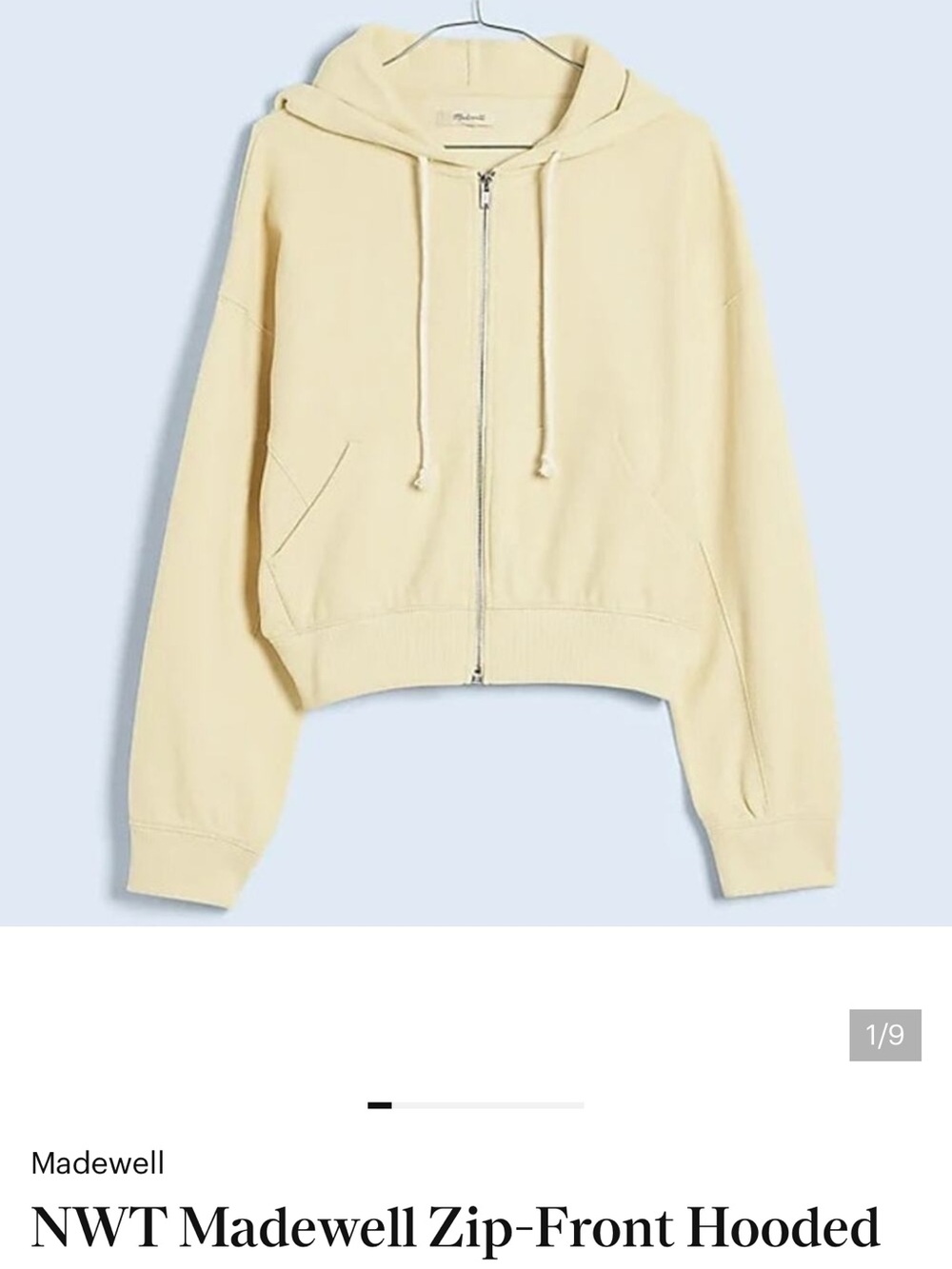 Madewell Light Yellow Cropped Zip Hoodie Sweater (matching shorts also listed)